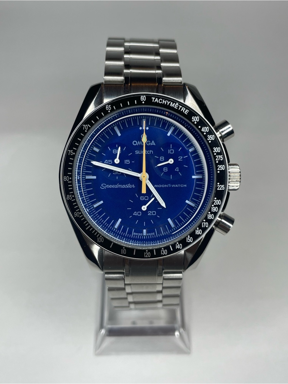 Swatch Speedmaster MoonSwatch Stainless Steel Blue Dial Custom Made Mod Watch